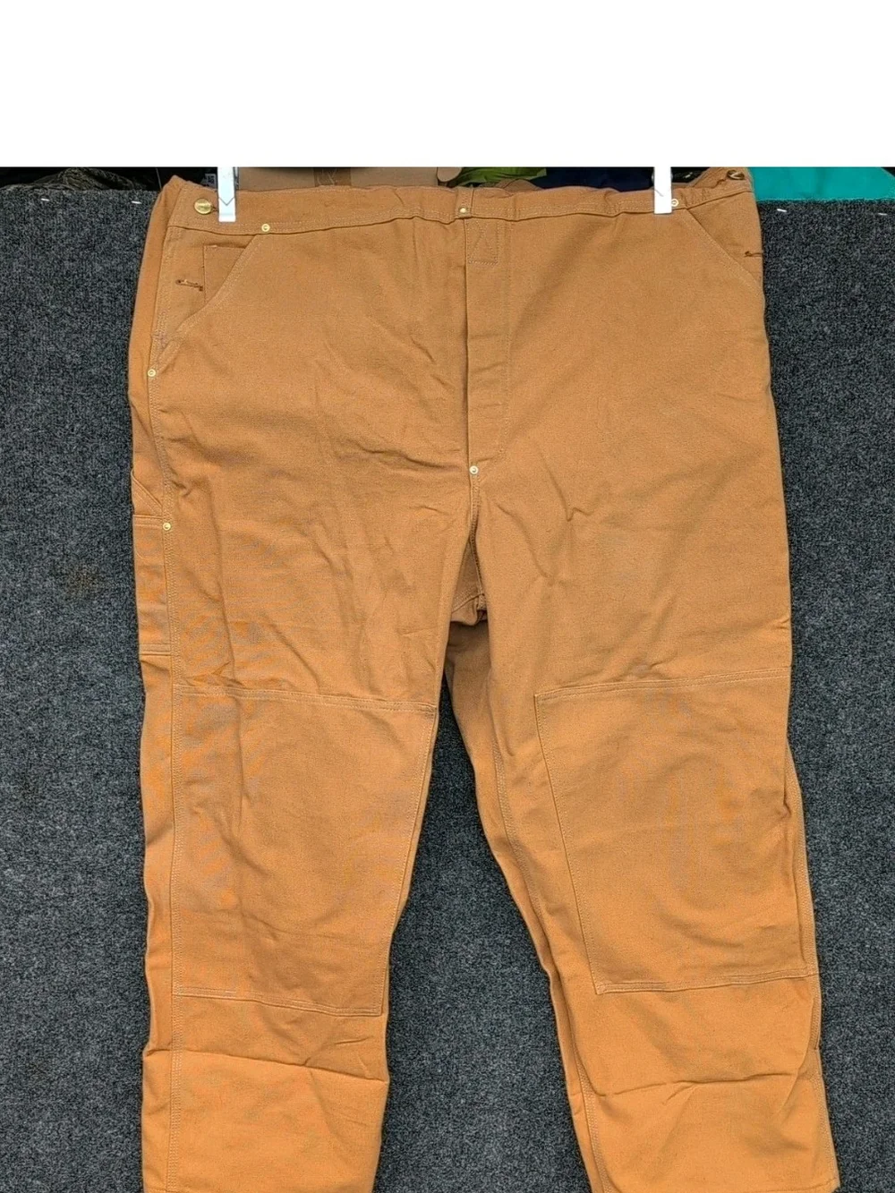 Vintage Carhartt Duck Bibs 46x30 Brown Double Knee Unlined Work Overalls R01 USA
